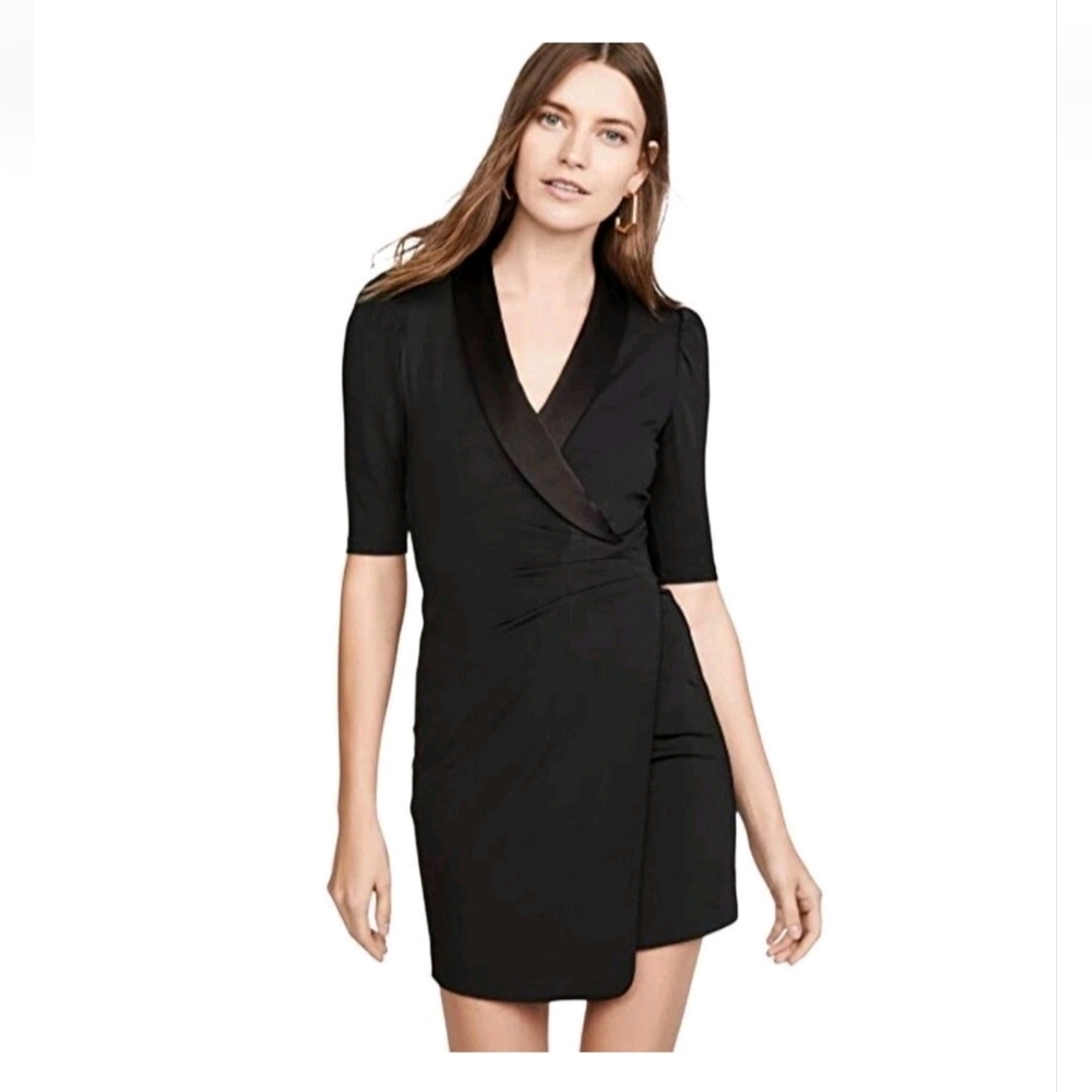 Alice + Olivia Remi Puff Sleeve Wrap Tuxedo Mini Dress Size 4 - Picture 6 of 10